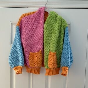 Lindylane Boutique Knitted Colorful Cardigan Size Small